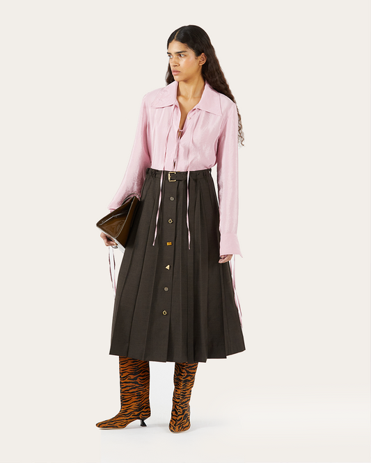 Noor Skirt Wool Blend Suiting Coffee