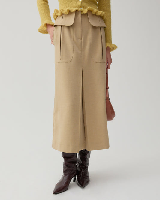 Lila Skirt Tencel Blend Suiting Beige