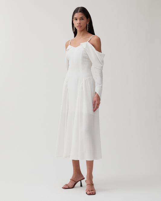 Casey Dress Silk Crepe de Chine Off-White