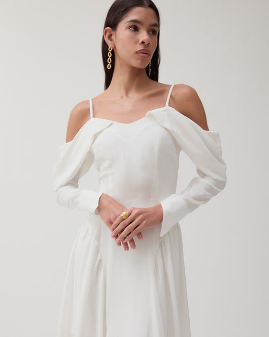 Casey Dress Silk Crepe de Chine Off-White
