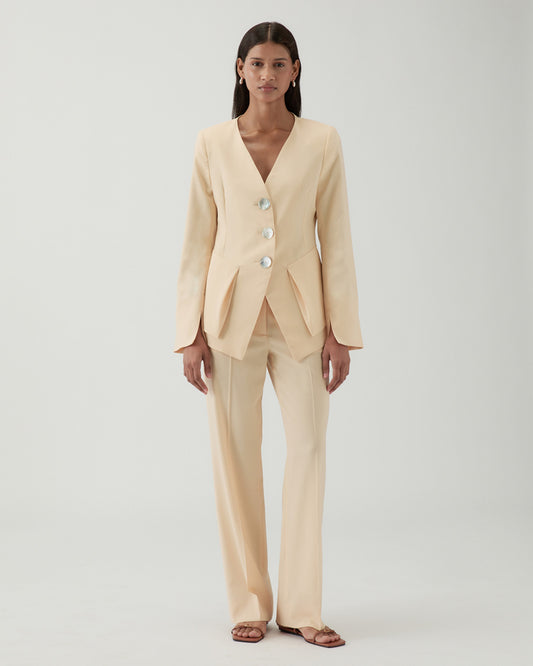 Noemie Blazer Wool Blend Suiting Butter