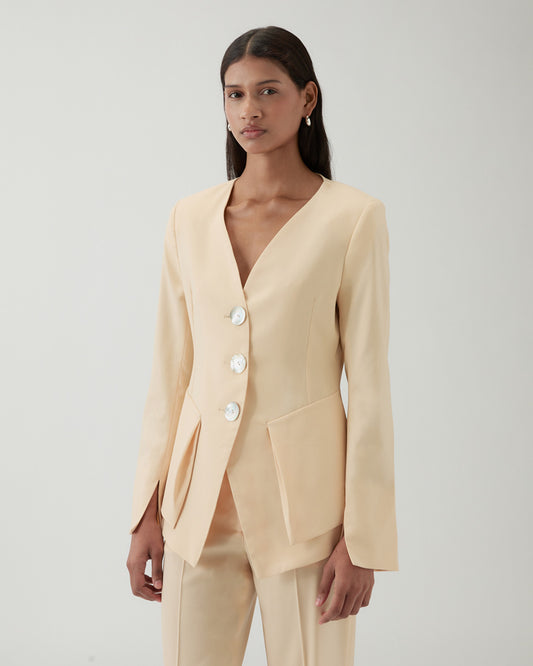Noemie Blazer Wool Blend Suiting Butter