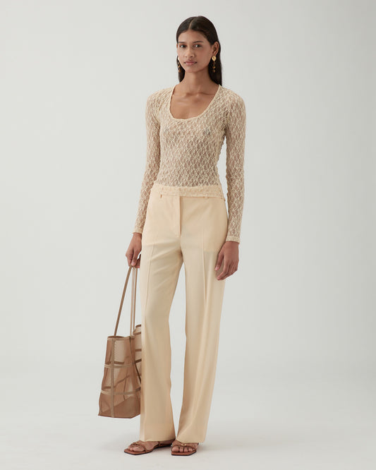 Cathy Trouser Wool Blend Suiting Butter