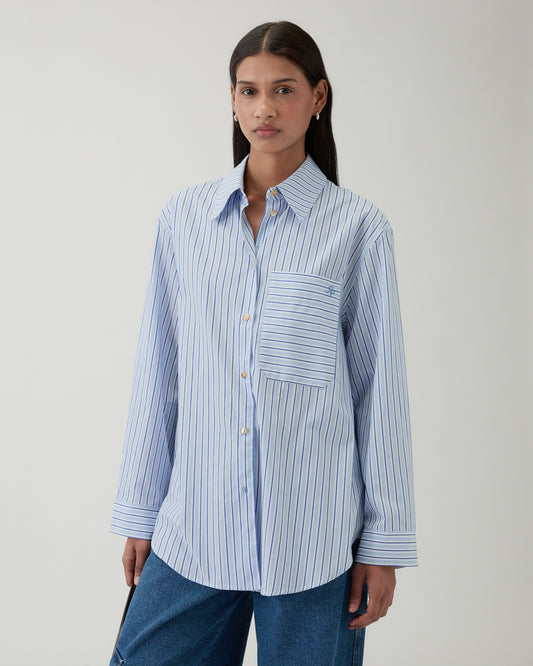 Caprice Shirt Cotton Stripe Blue