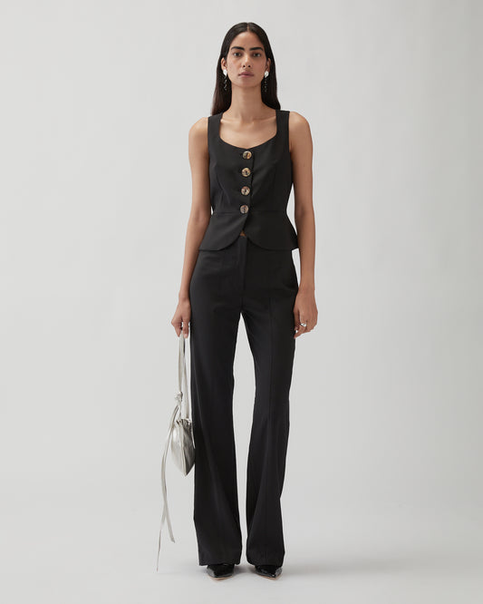 Athena Trousers Wool Suiting Black