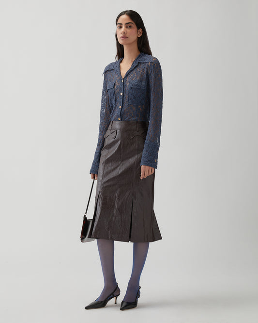 Monroe Skirt Faux Leather Burgundy