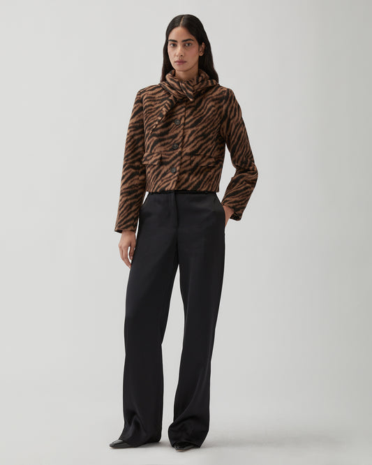 Cleo Jacket Wool Blend Jacquard Tiger Beige