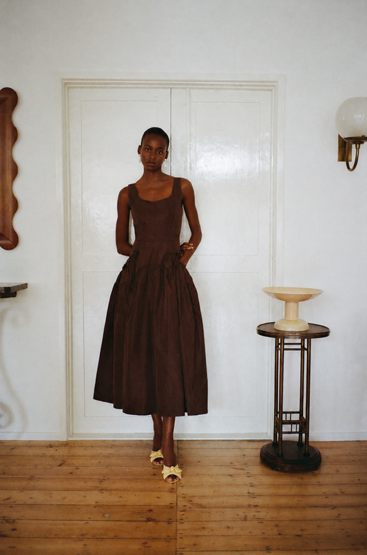 Erica Dress Taffeta Chocolate