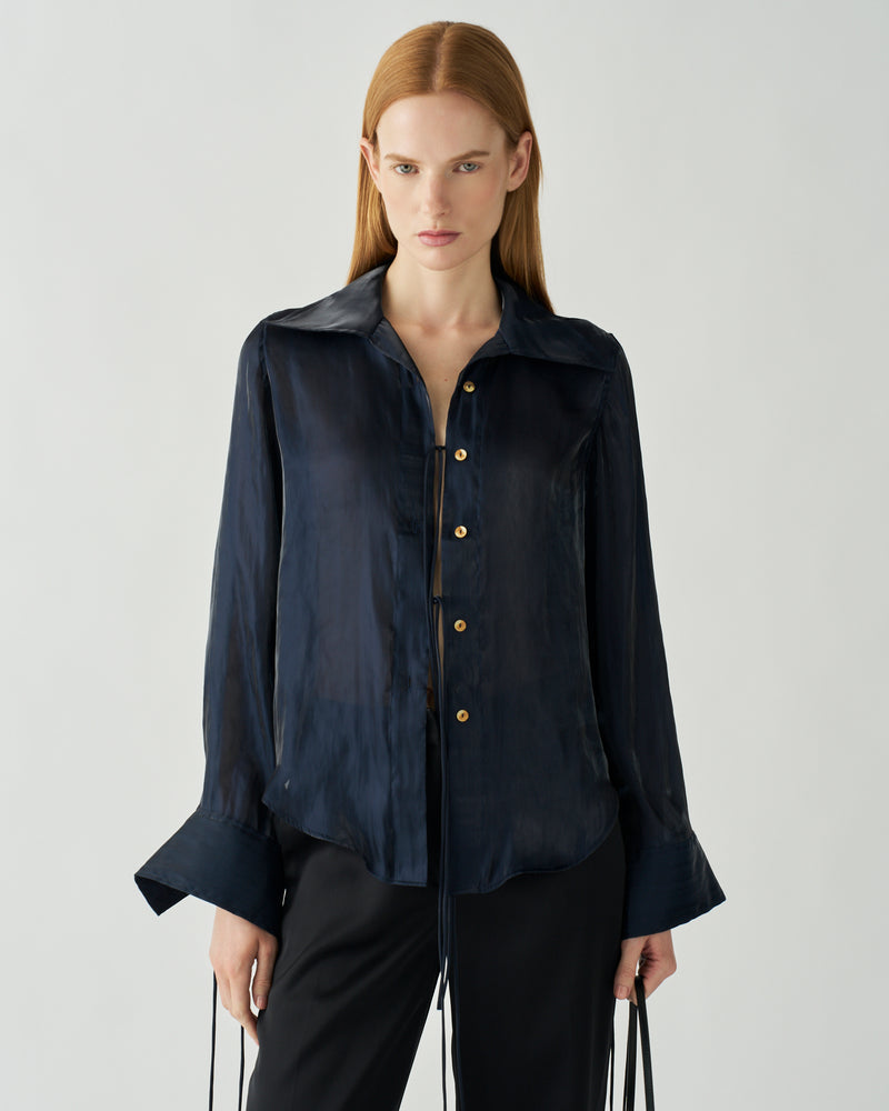 Saskia Shirt Iridescent Chiffon Midnight