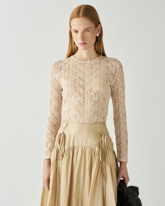 Bibi Top Floral Lace Cream