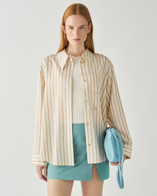 Ellis Shirt Viscose Blend Stripe Yellow