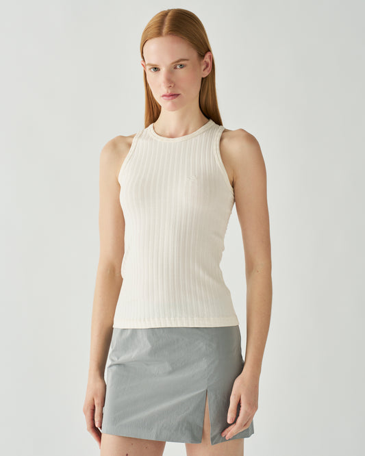 Taylor Vest Organic Cotton Rib Ecru