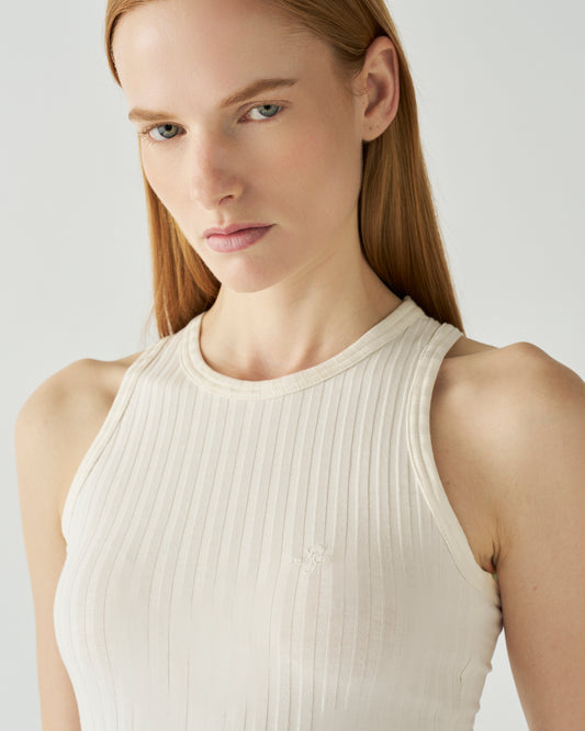 Taylor Vest Organic Cotton Rib Ecru