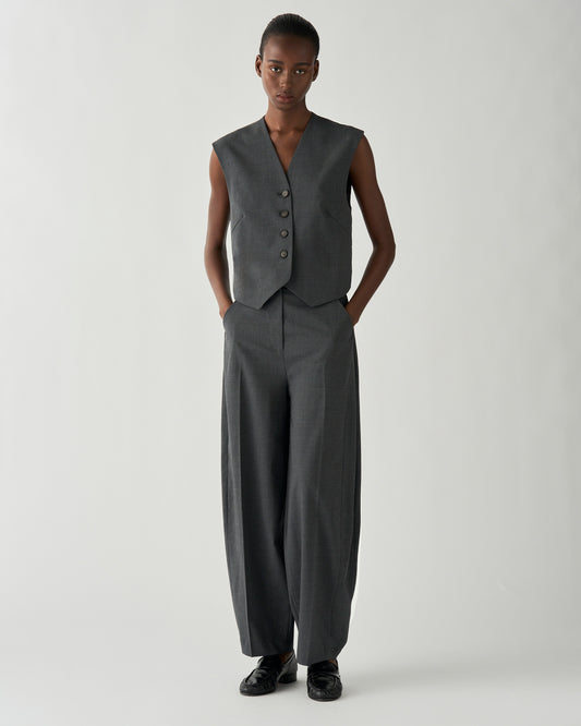 Evie Waistcoat Wool Suiting Charcoal