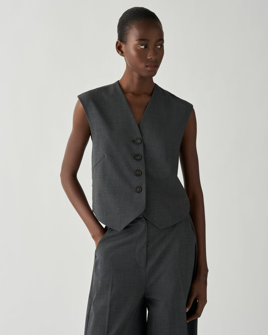 Evie Waistcoat Wool Suiting Charcoal