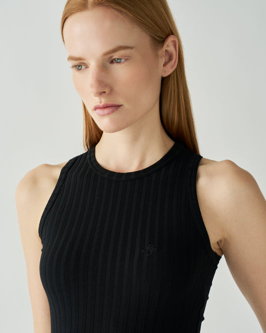Taylor Vest Organic Cotton Rib Black