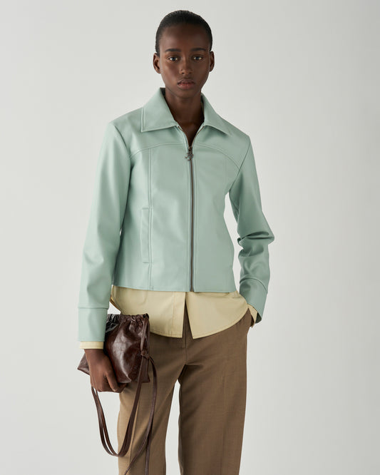 Sadie Jacket Faux Leather Ice Blue