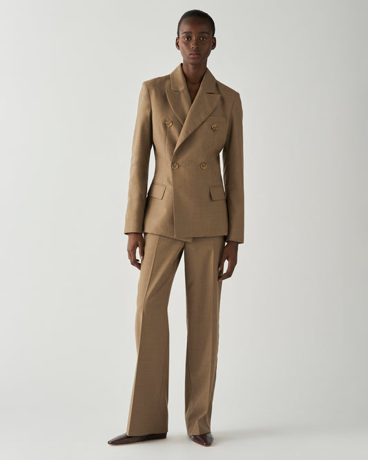 Olivia Blazer Wool Suiting Walnut