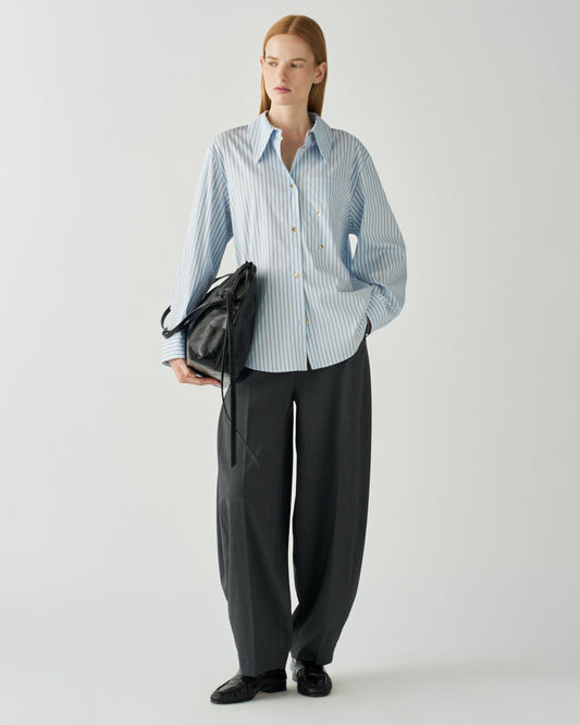 Ellis Shirt Cotton Stripe Jacquard Sky